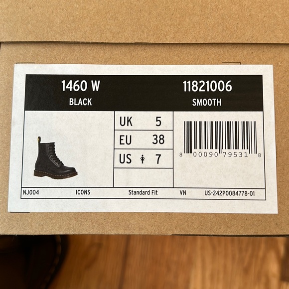 ❌SOLD❌ Dr. Martens 1460 W Airwair Leather Women's Size 7 Black Combat Boots Doc - Picture 4 of 11